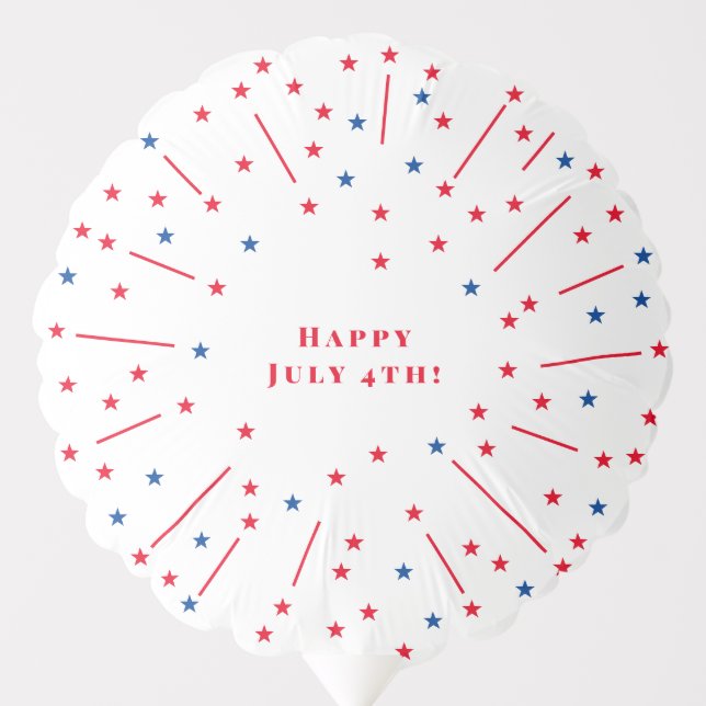 Festive Happy July 4th Fireworks and Stars Party Balloon (Front)