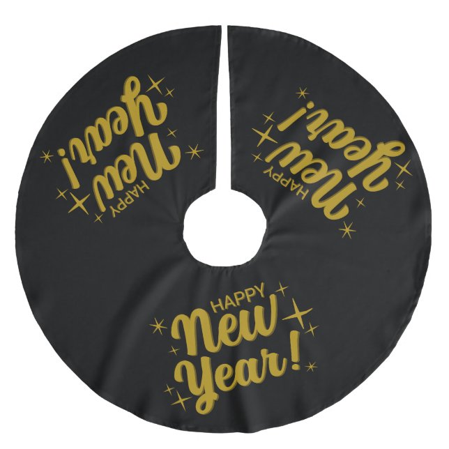 Festive Happy New Year Brushed Polyester Tree Skirt