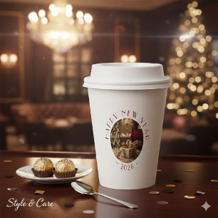Festive Happy New Year Custom Photo Text Party Paper Cups