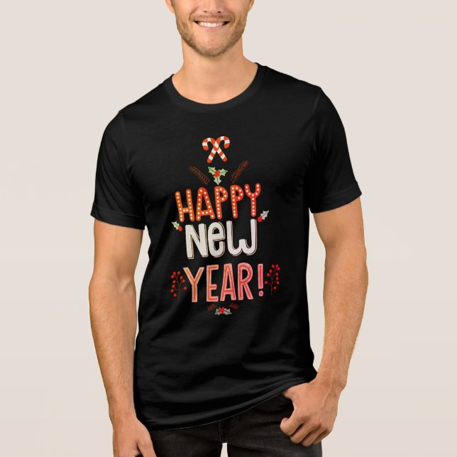 Festive Happy New Year | Holidays Tri-Blend Shirt (Front)
