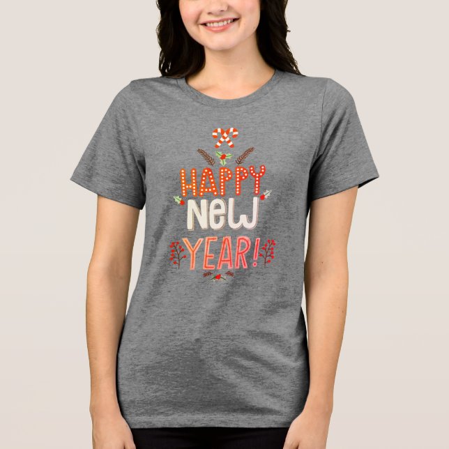 Festive Happy New Year | Holidays Tri-Blend Shirt (Front)