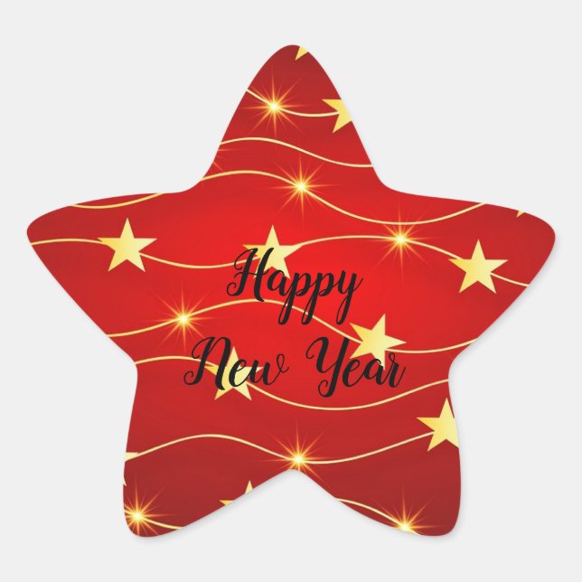 Festive Happy New Year  Star Sticker (Front)