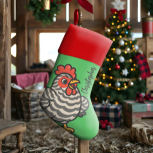 Festive Happy Plymouth Rock Chicken Cute Poultry Christmas Stocking