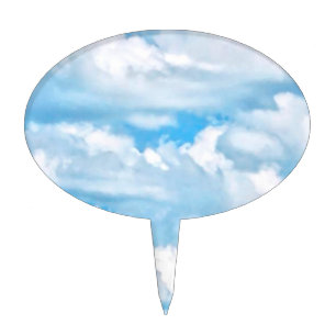 Festive Happy Sunny Clouds Background Cake Topper