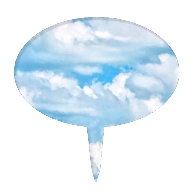 Festive Happy Sunny Clouds Background Cake Topper (Front)