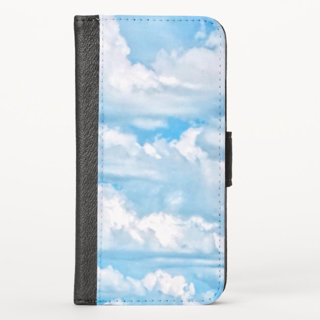 Festive Happy Sunny Clouds Background iPhone Wallet Case (Front)