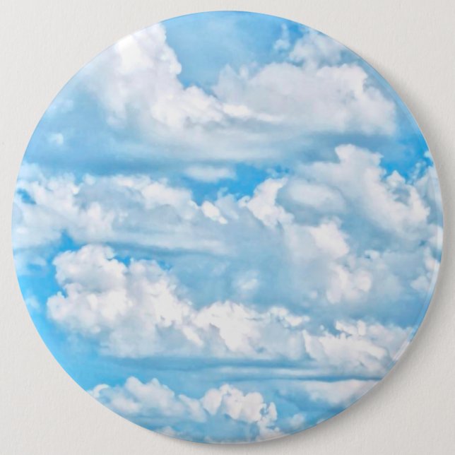 Festive Happy Sunny Clouds Background Pinback Button (Front)