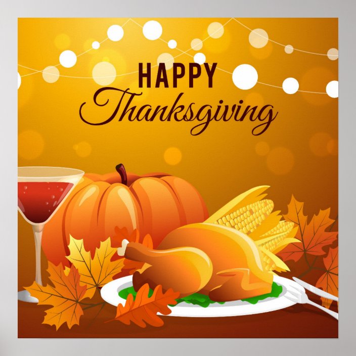 Festive Happy Thanksgiving Poster | Zazzle.com