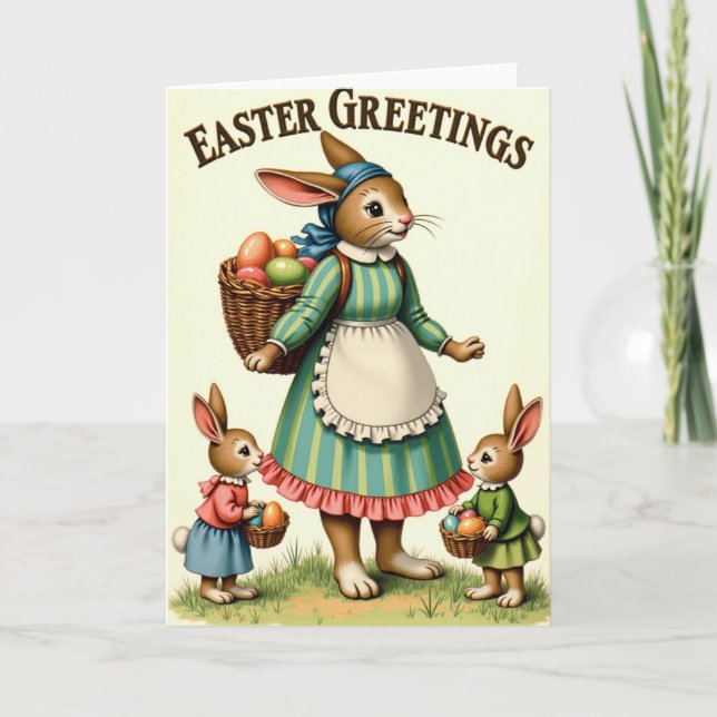 Festive Hares Springtime Card (Front)