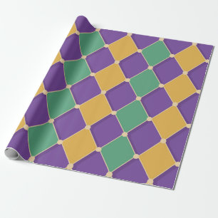 Festive Harlequin Diamond Pattern Wrapping Paper