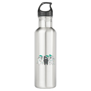 festive hats, Christmas lights Stainless Steel Water Bottle