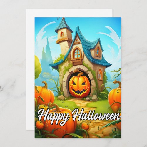 Festive Haunted House  Happy Halloween Holiday Card