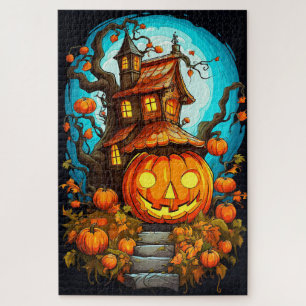 Festive Haunted Treehouse Happy Halloween Jigsaw Puzzle