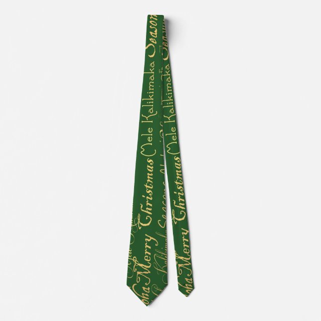 Festive Hawaiian Christmas Mele Kalikimaka Neck Tie (Front)
