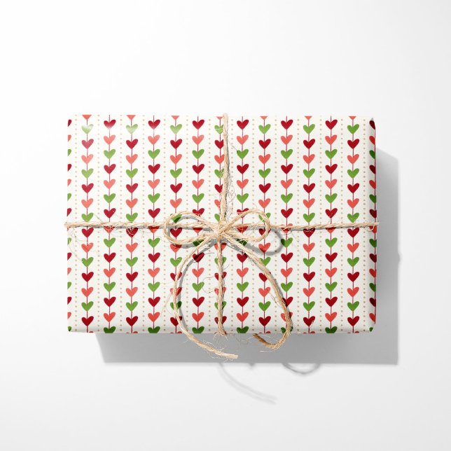 Festive Heart Christmas Garland Wrapping Paper (Creator Uploaded)