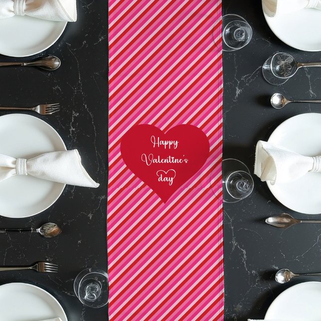 Festive Hearts Table Runner Happy Valentine’s Day (Festive Hearts Table Runner Happy Valentine’s Day)
