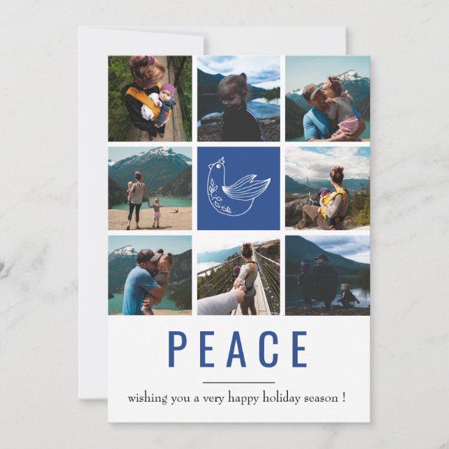 Festive Heritage Peace Photo Collage Holiday Card (Front)