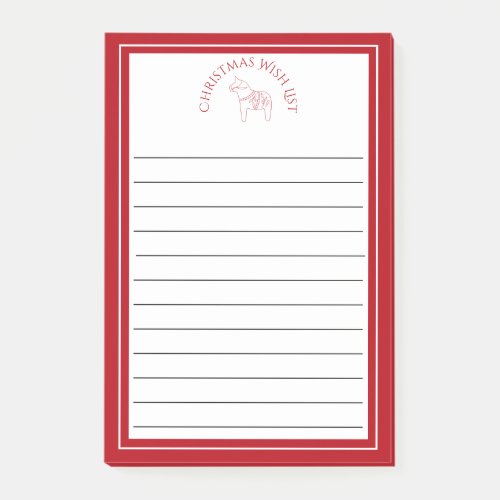 Festive Heritage Red Dala Horse Holiday Post_it Notes