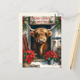 Festive Highland cow add message  Postcard