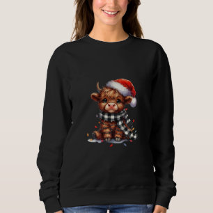 Festive Highland Cow Illustration Sweatshirt