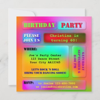 Festive Hippie Birthday Party Invitation by sunnysites at Zazzle