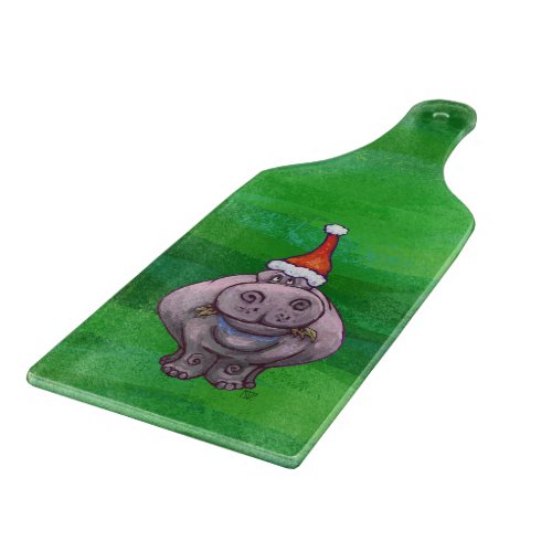 Festive Hippo On Green Cutting Board