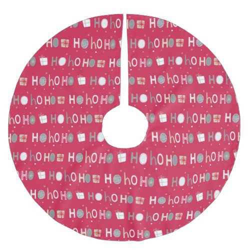 Festive Ho Ho Ho Chic Christmas Holiday Brushed Polyester Tree Skirt