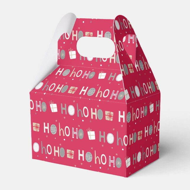 Festive Ho Ho Ho Chic Christmas Holiday Favor Boxes (Front Side)