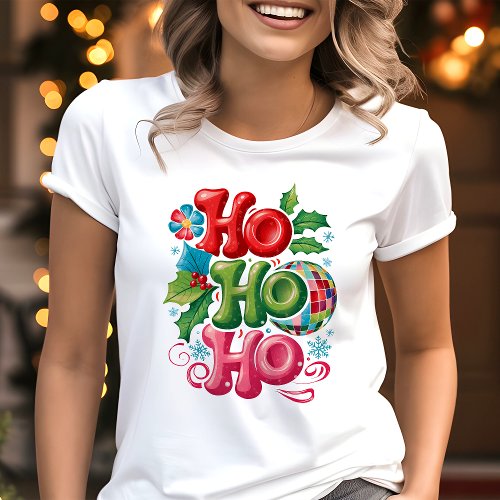 Festive Ho Ho Ho Disco Christmas Tri-Blend Shirt