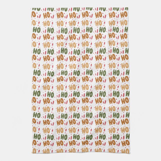 Festive HO Pattern Blanket – Red, Green & Gold Hol Kitchen Towel (Vertical)