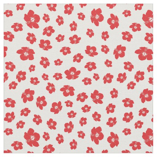 Festive Holiay Christmas Red Hibiscus Flowers Flor Fabric