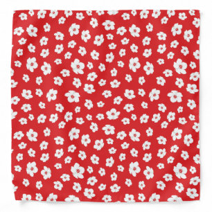 Festive Holiay Christmas Red White Hibiscus Flower Bandana
