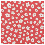 Festive Holiay Christmas Red White Hibiscus Flower Fabric
