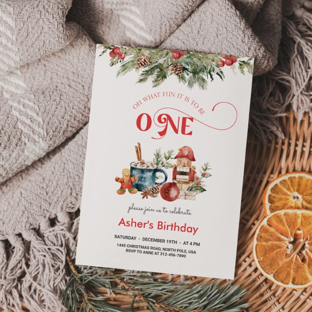 Festive Holiday 1st Birthday  Invitation (Creator Uploaded)