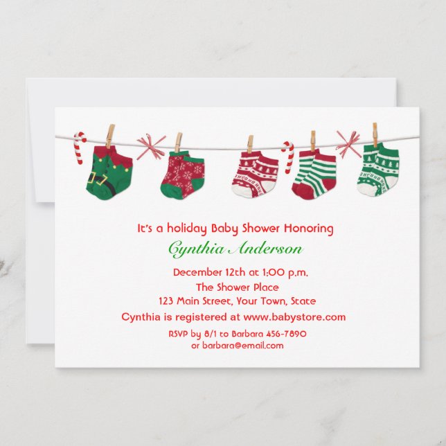 Festive Holiday Baby Shower Invitation (Front)