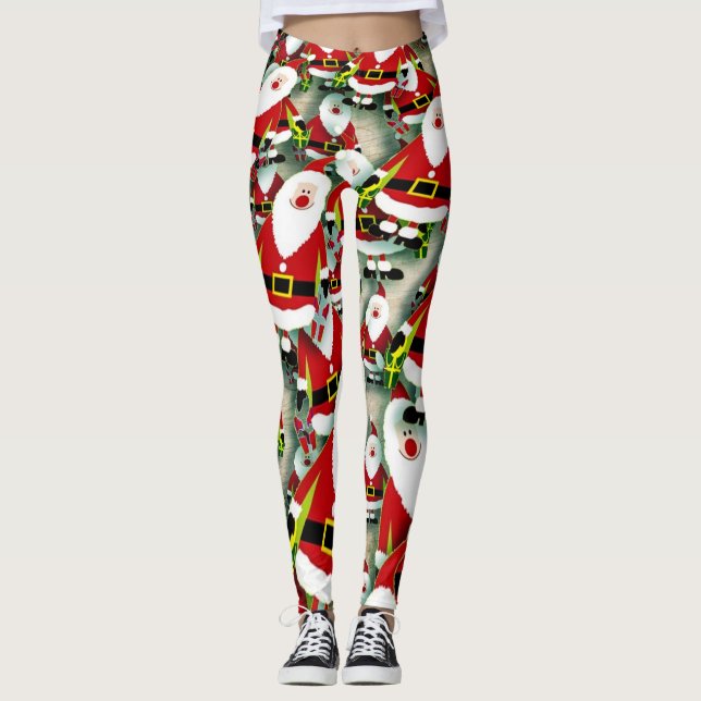 Festive Holiday Background Leggings (Front)