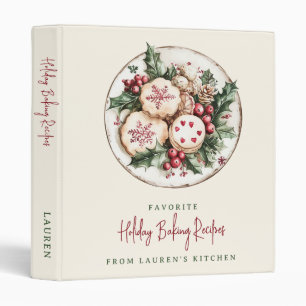 Festive Holiday Baking Vintage Watercolor 3 Ring Binder