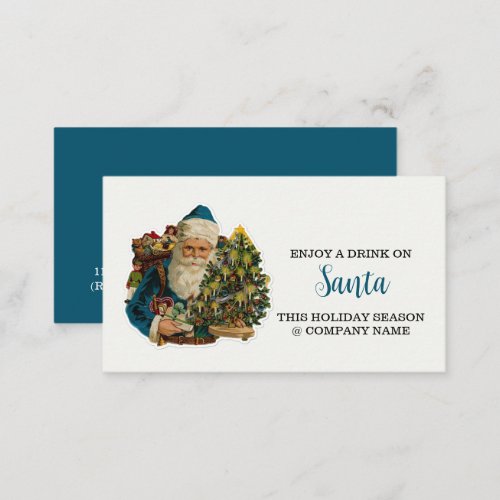 Festive Holiday _ Blue Santa _ Drinks Ticket Enclosure Card
