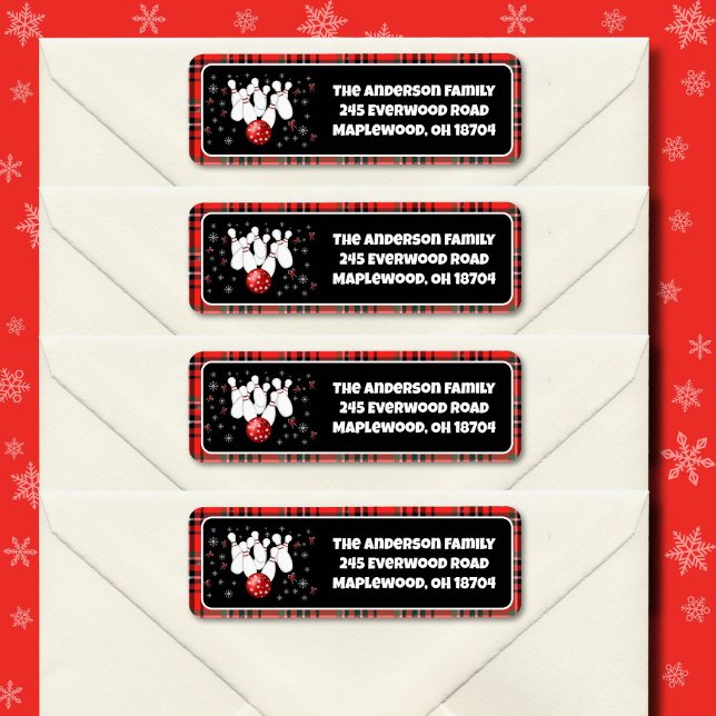 Festive Holiday Bowling Return Address  Label (Creator Uploaded)