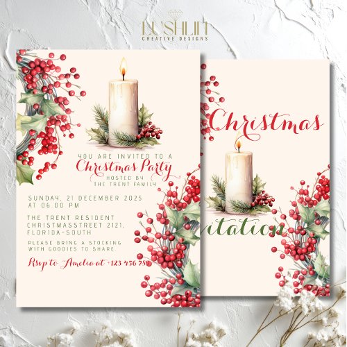 Festive Holiday Celebration Christmas Party Invitation