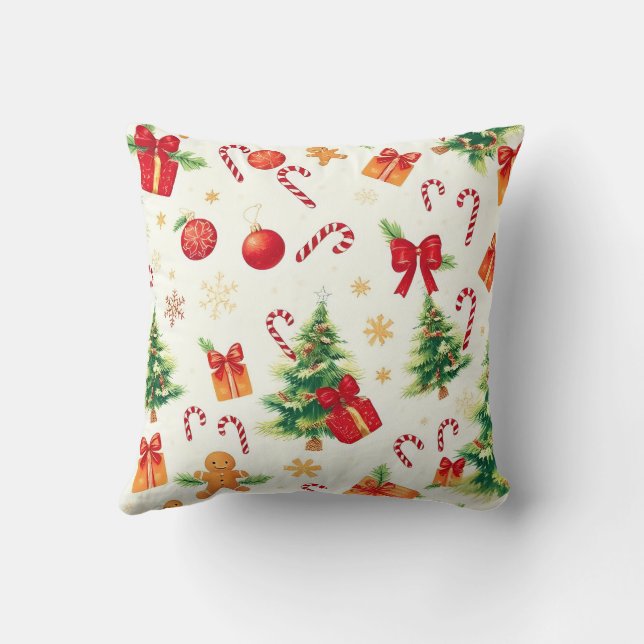 Festive Holiday Cheer Throw Pillow (Back)