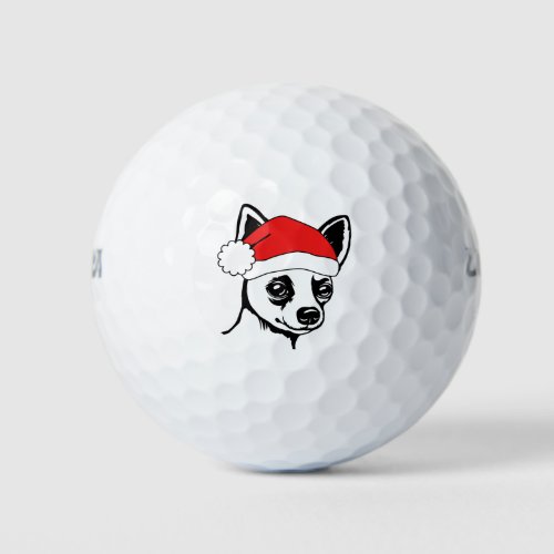 Festive Holiday Chihuahua Santa Hat Golf Balls