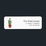 Festive Holiday Christmas Cactus Houseplant Label<br><div class="desc">Illustration of a cactus in a basket with red bow decorated with Christmas lights,  Christmas ornaments,  and topped with a star.</div>