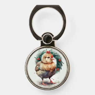 Festive Holiday / Christmas Chicken Phone Ring Stand