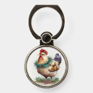 Festive Holiday / Christmas Chicken Phone Ring Stand
