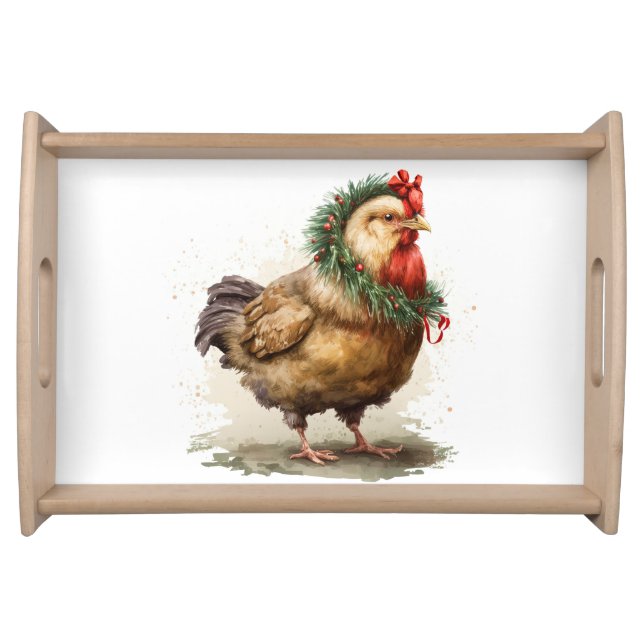Festive Holiday / Christmas Chicken Serving Tray (Front)