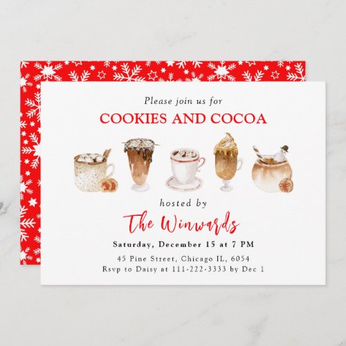 Festive Holiday Christmas Cookies and Cocoa Invitation