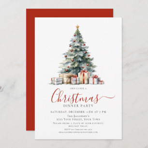 Festive Holiday Christmas Dinner Party Invitation