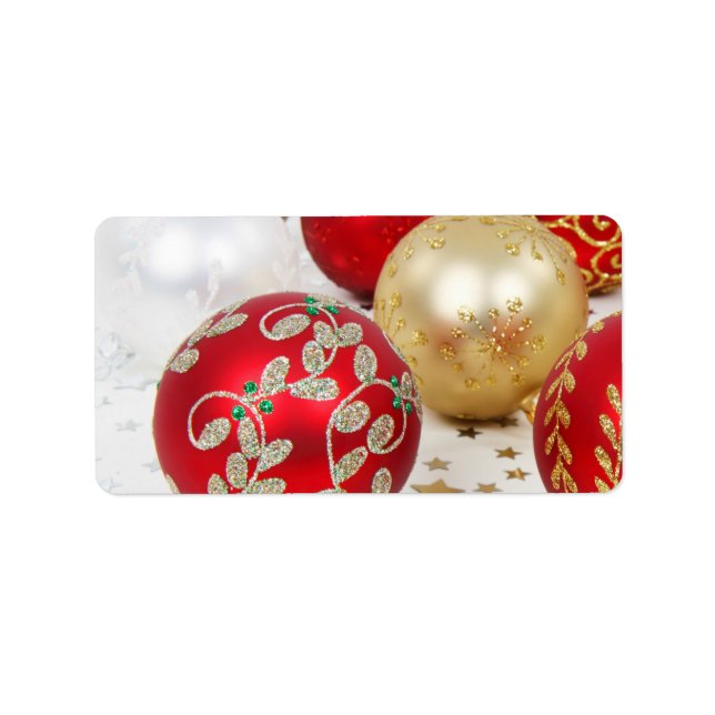 Festive Holiday Christmas Ornaments Background Label (Front)