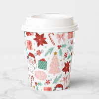 Red Green Glitter White Stripes Holiday Christmas Paper Cups, Zazzle